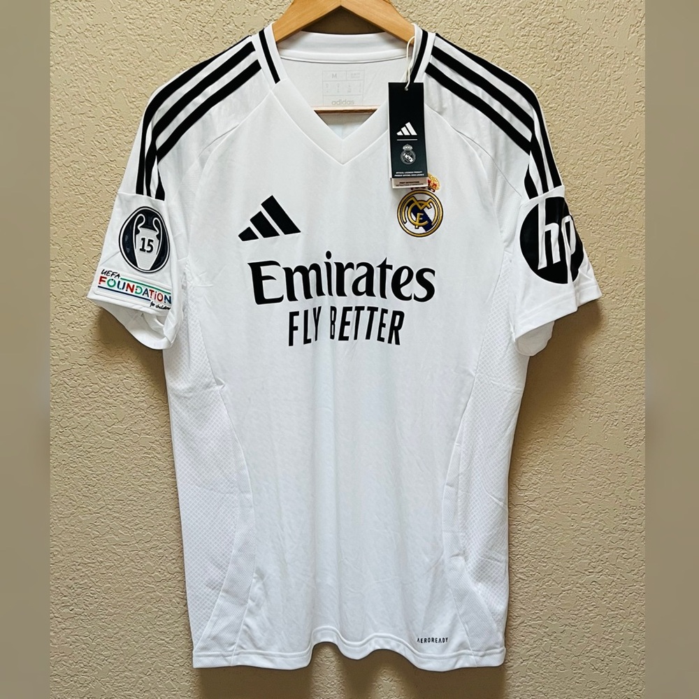 Real Madrid Adidas Home Jersey ‘MBappe’ Player Slim Fit Jersey Mens Size -Medium